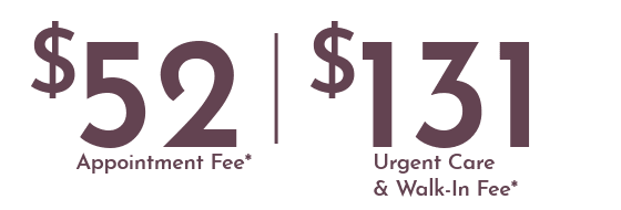 apt fee and urgent care/walk-in pricing pricing